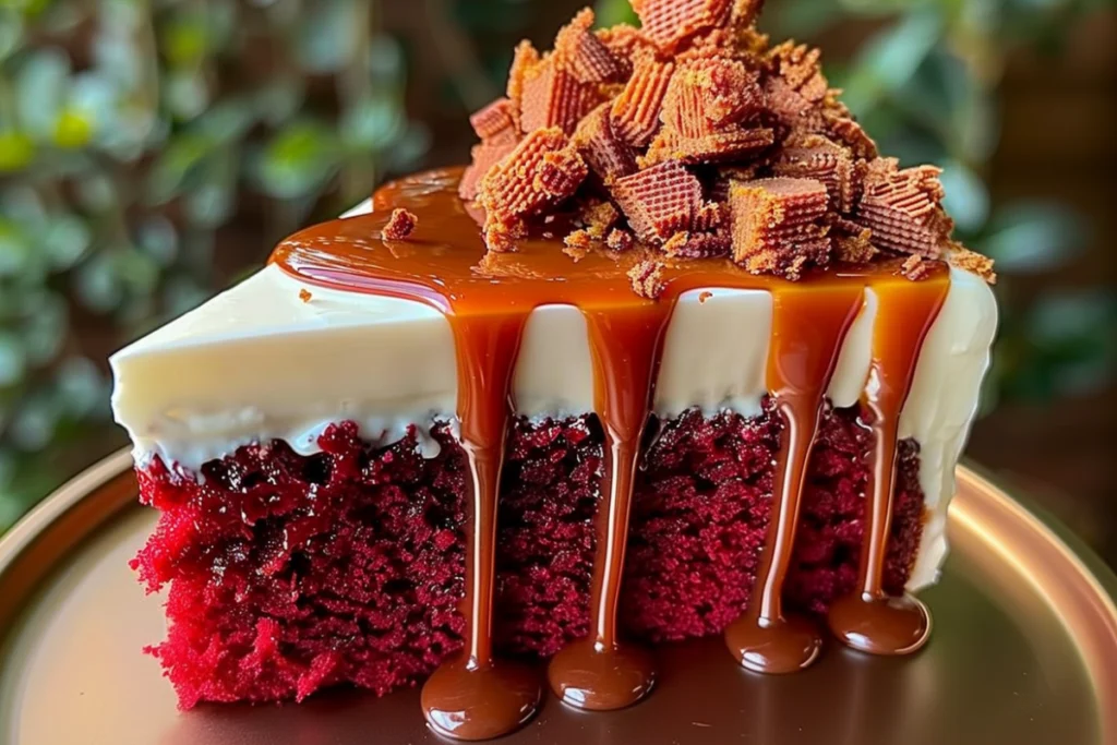 Red Velvet Biscoff Caramel Cake