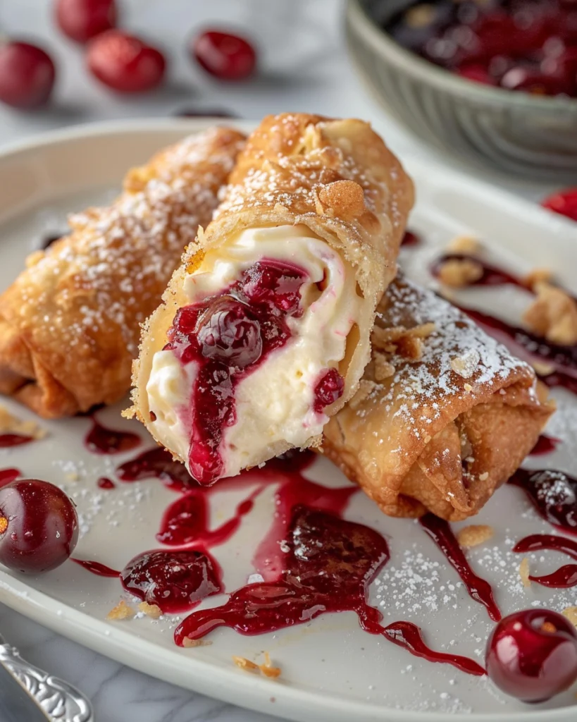 Cherry Cheesecake Egg Rolls