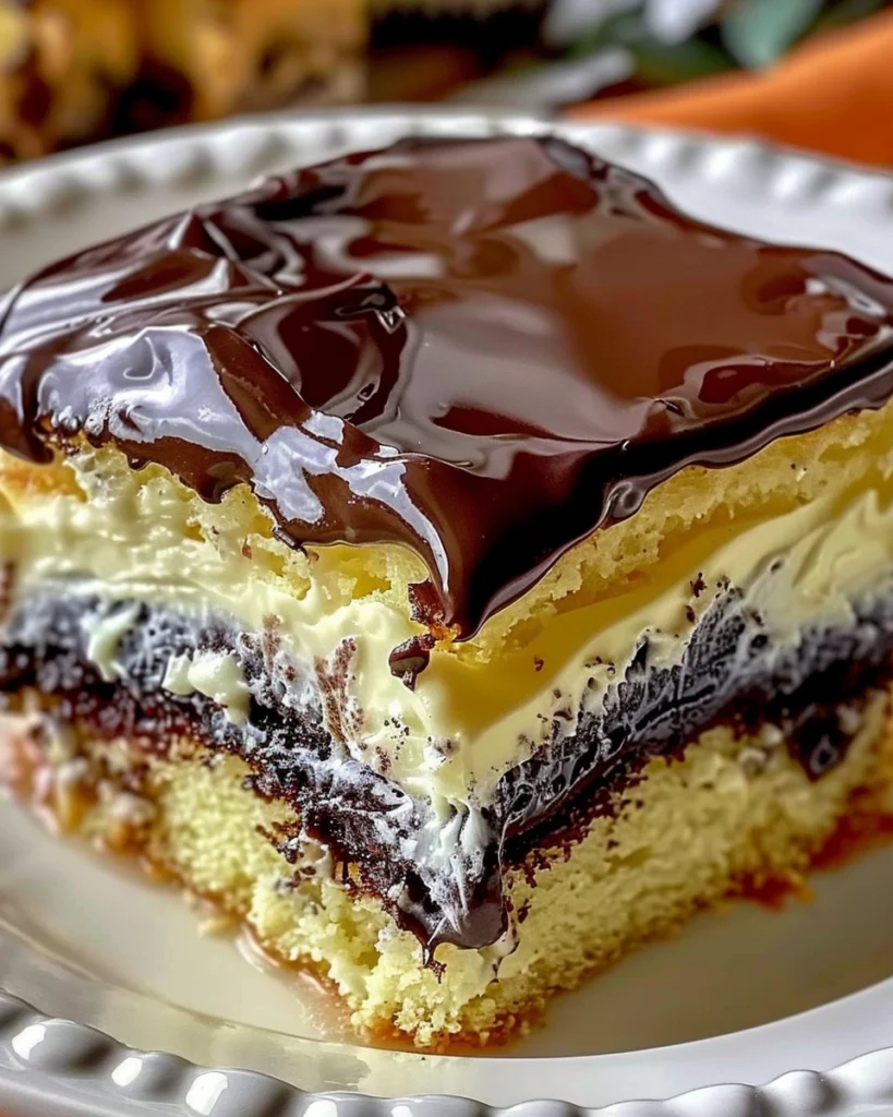 Boston Cream Poke Cake