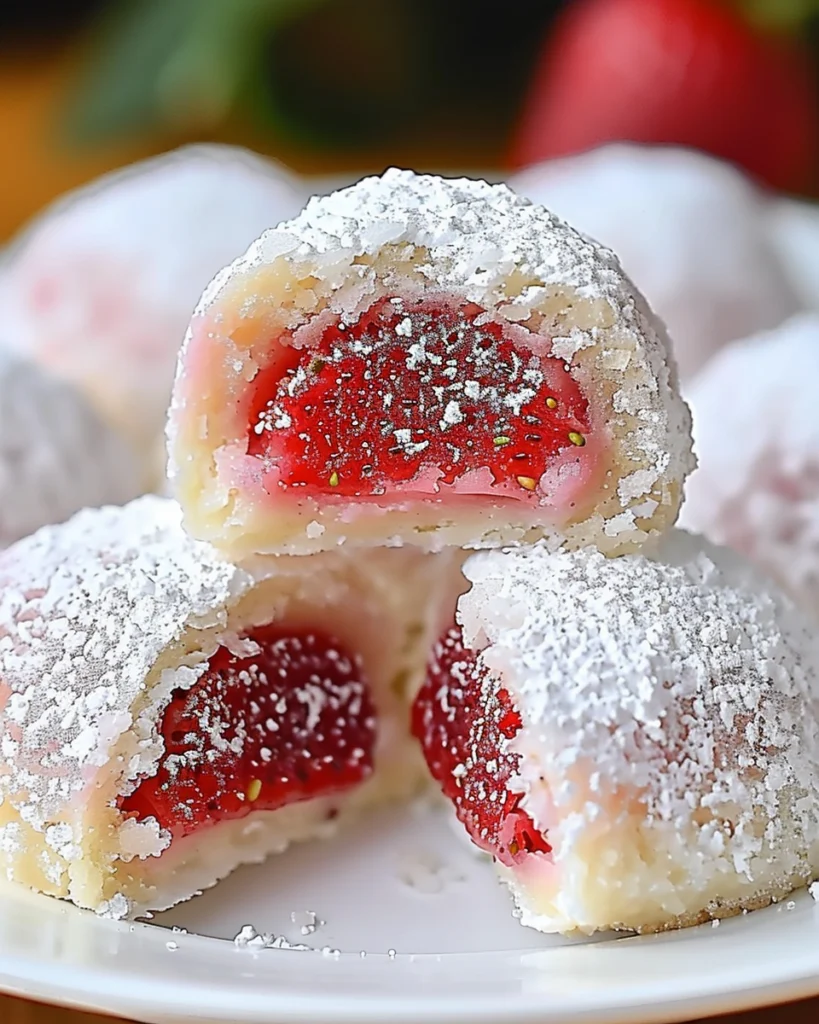 Strawberry Snowball Cookies